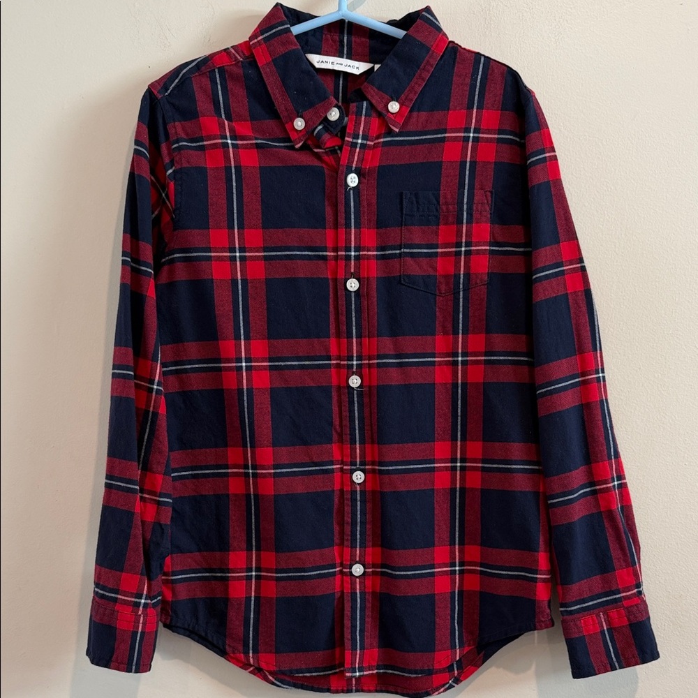 Janie and Jack Red and Blue Plaid Button-Down Shirt